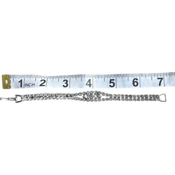 Vintage Weiss Double Strand Rhinestone Bracelet - Picture 4 of 4